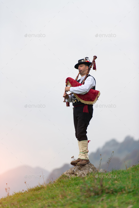 Bergamo bagpipe. Traditional instrument of northern Italy simila Stock
